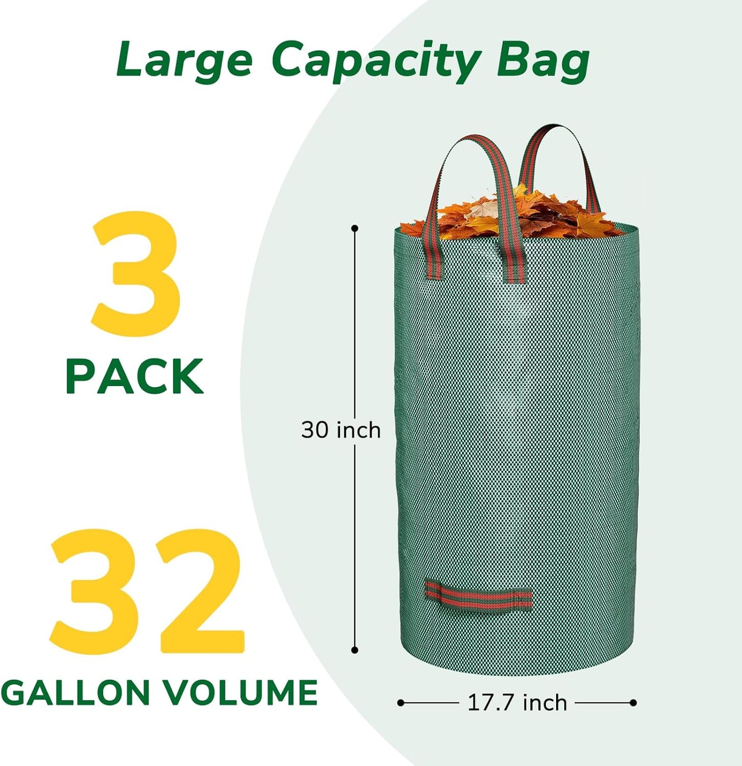 Bolsa residuos jardín reutilizable 32gal 4asas reforzadas