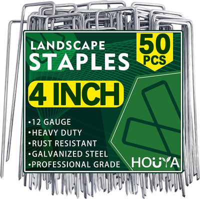 50 Grapas Paisaje 4pulg Estacas Jardín Galvanizadas