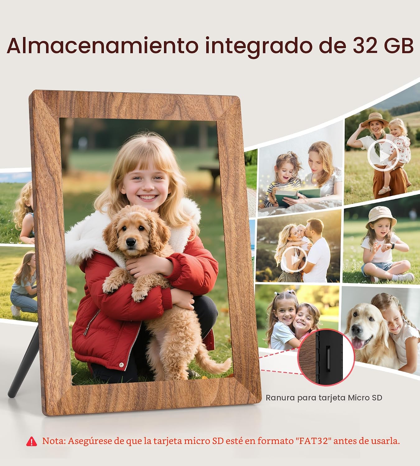Marco fotos digital Frameo 10.1 32GB madera pantalla IPS