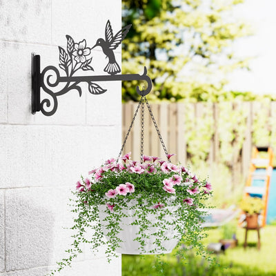 2 Pzas Percha Metal para Plantas 10pulg Patrón Colibrí