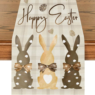 Camino de mesa Pascua diseño conejo decoración hogar vacaciones primavera 13x72