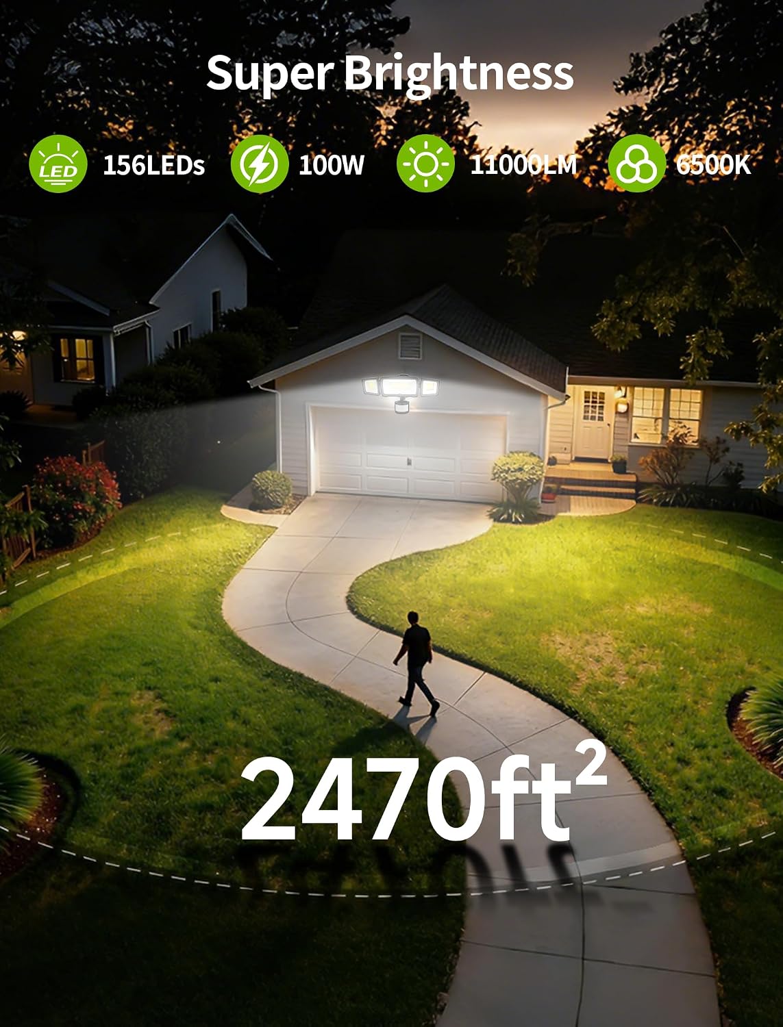 Luces LED exteriores 100W sensor movimiento IP66 patio