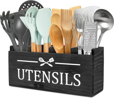 Organizador extra grande de madera para utensilios de cocina y herramientas