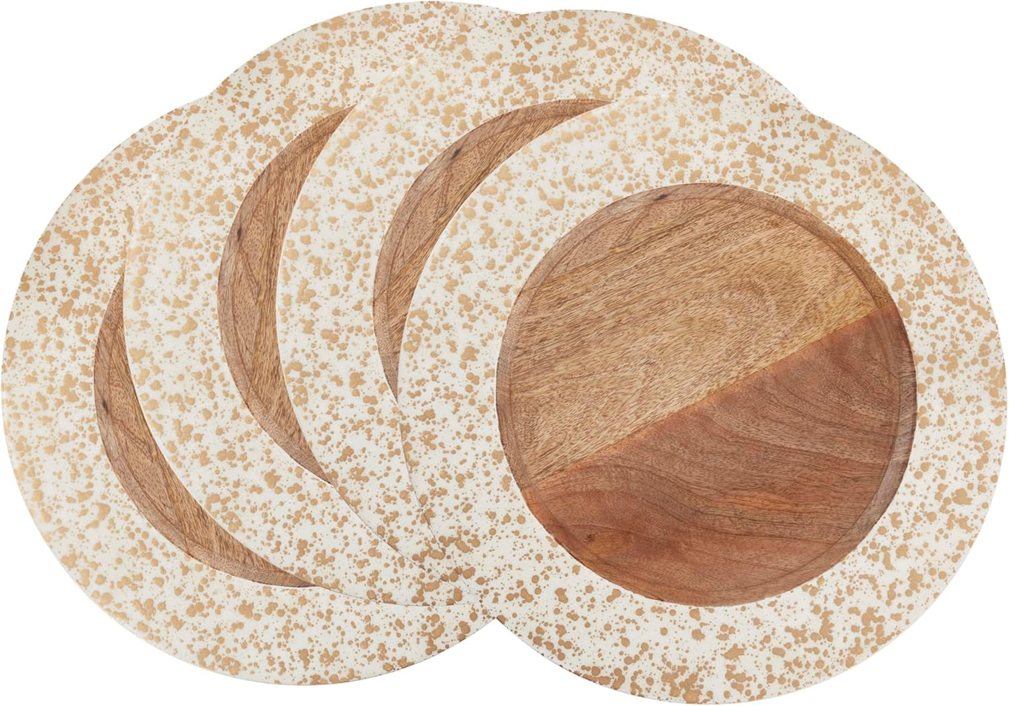 Set 4 platos madera mango texturizado redondo 13pulg