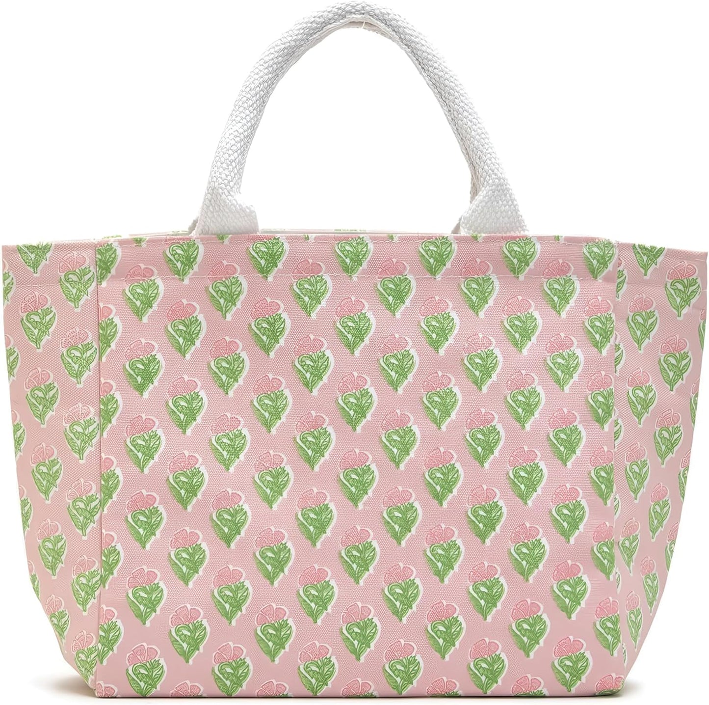 Bolsa térmica reutilizable ligera para almorzar rosa geométrico