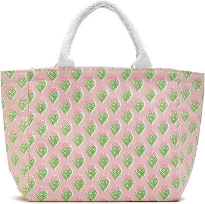 Bolsa térmica reutilizable ligera para almorzar rosa geométrico