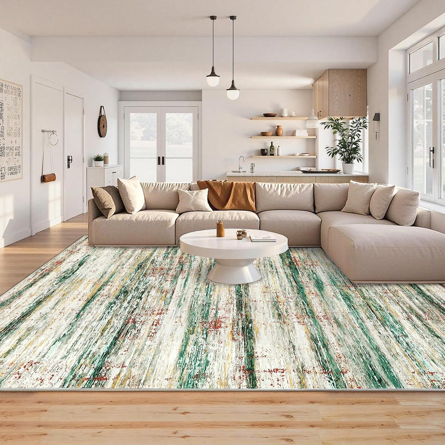 Alfombra lavable 10x13ft abstracta antideslizante dormitorio