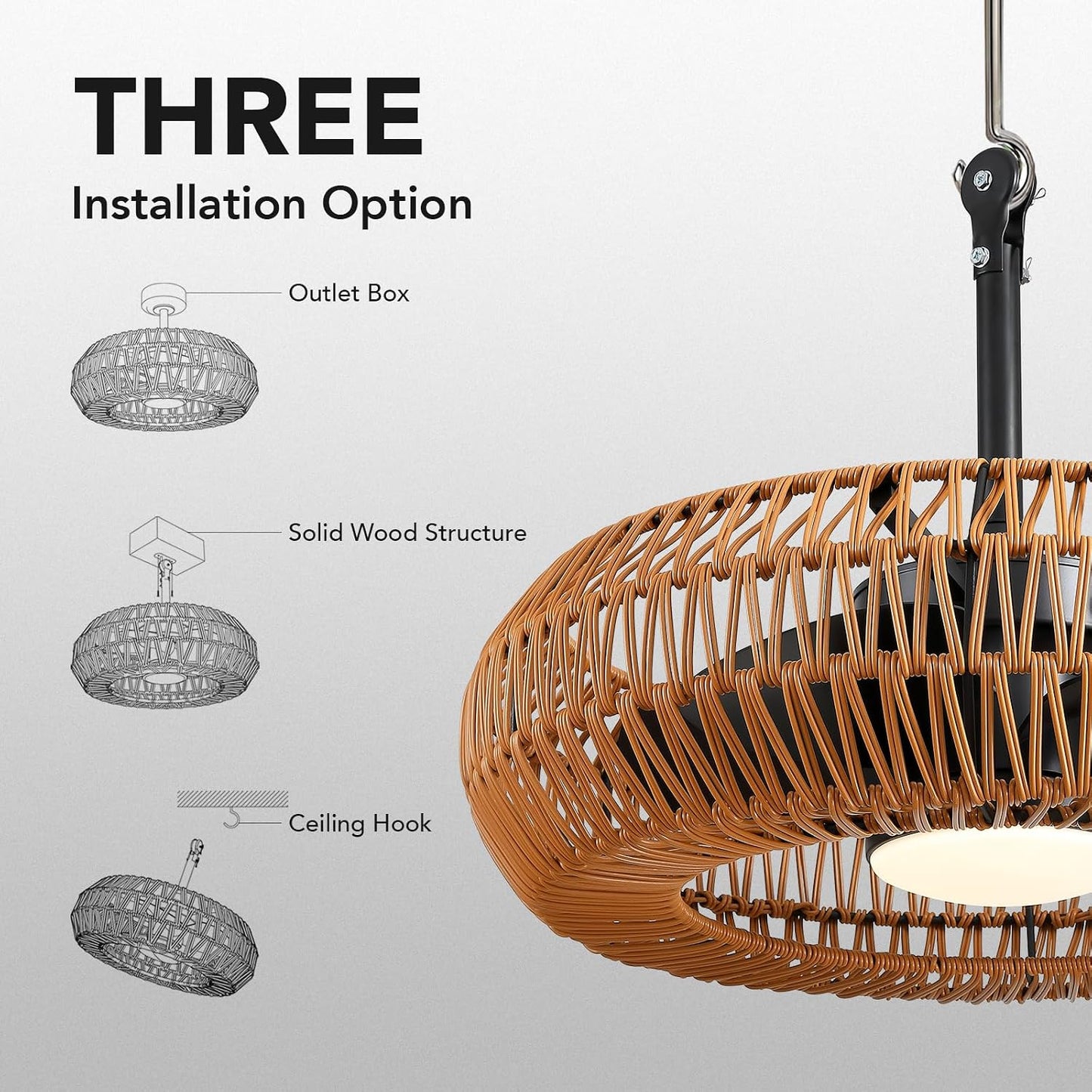 Ventilador techo exterior 23.6pulg luces control remoto
