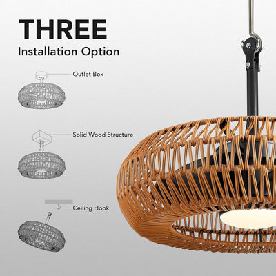 Ventilador techo exterior 23.6pulg luces control remoto