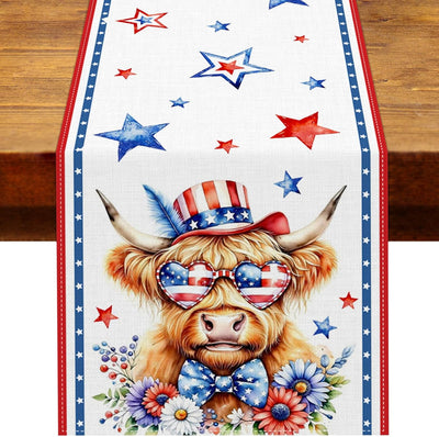 Camino mesa americano vaca 4 de Julio decoración patriótica