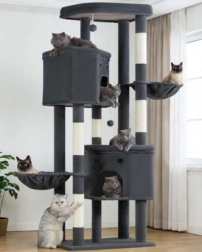 Árbol gatos XXL 84pulg escalada 5 postes 3 plataformas