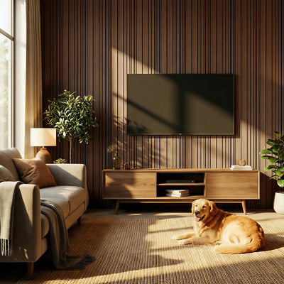 Paneles 3D madera acústicos sala TV dormitorio oficina