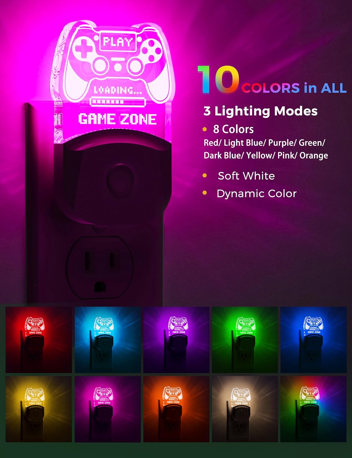Luz Nocturna Gamepad Multicolor Sensor Niños Habitación Juegos
