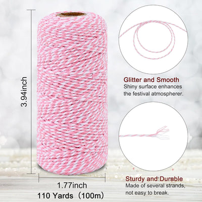 Cuerda algodón rosa y blanco 0.079pulg 110yardas
