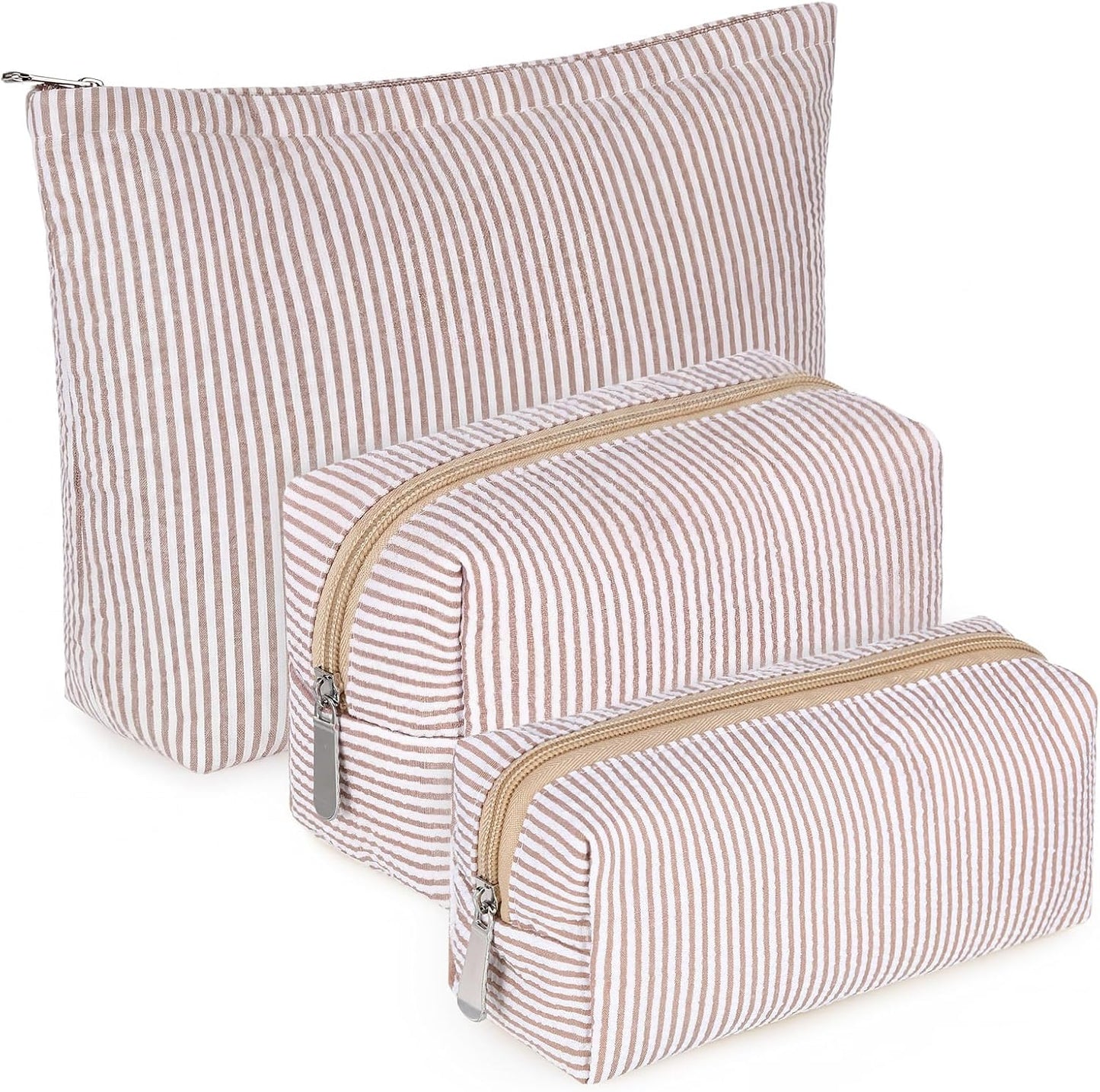 Bolsa maquillaje acolchada 3 pzas para mujer cuadros