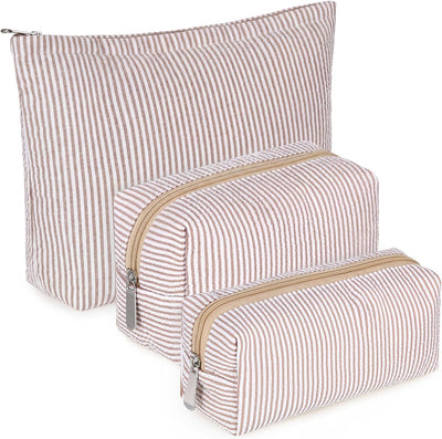 Bolsa maquillaje acolchada 3 pzas para mujer cuadros
