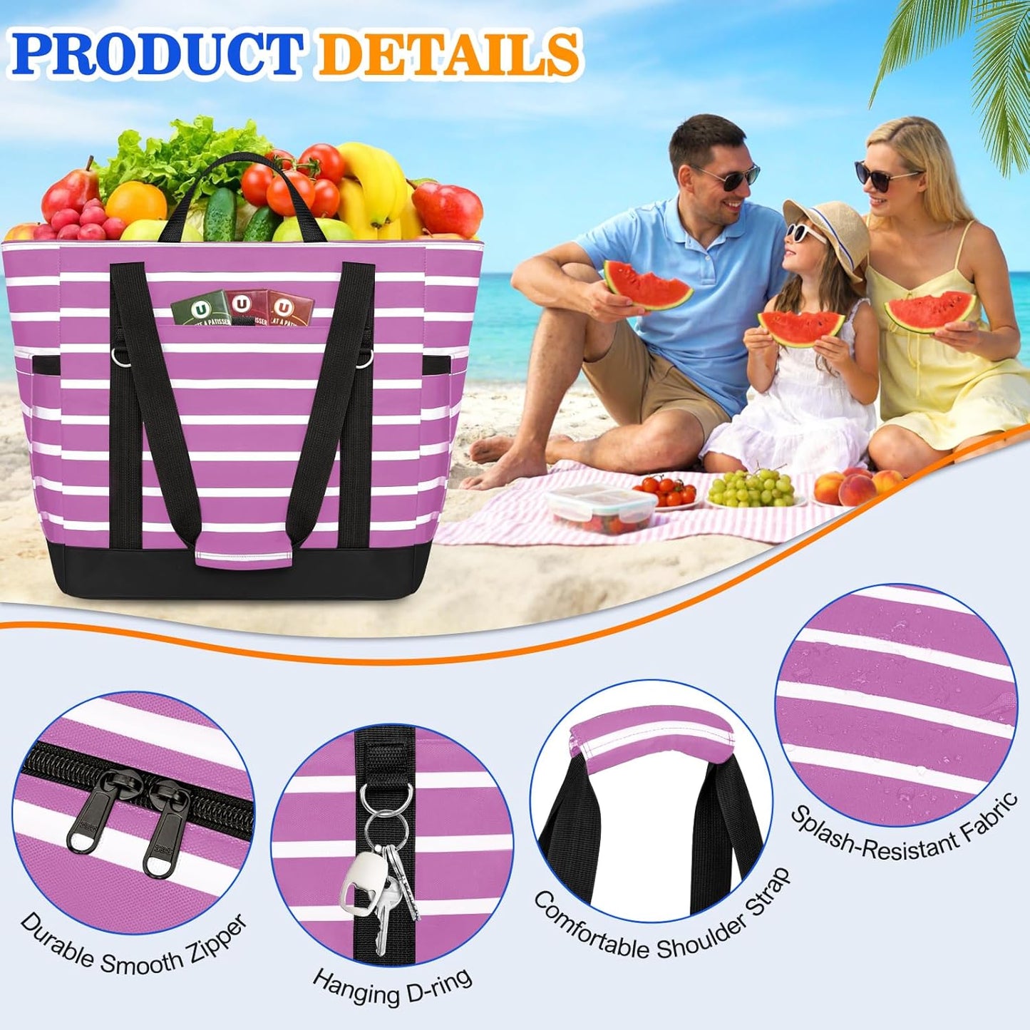 Bolsa térmica suave aislada para viajes y picnics con cremallera