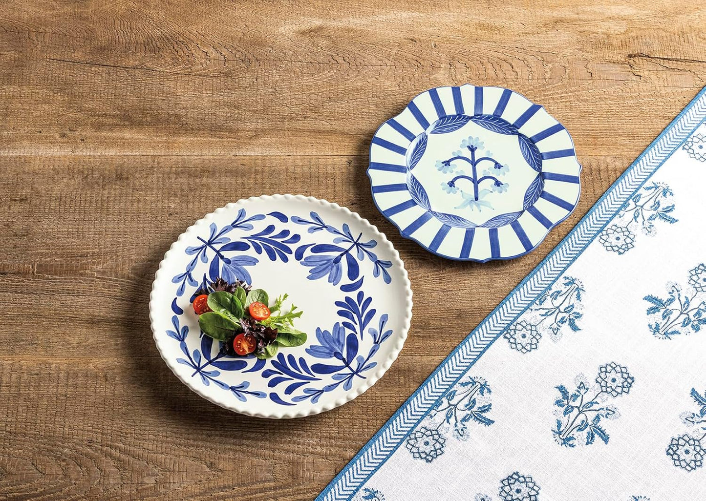 Plato anidado cerámica floral azul