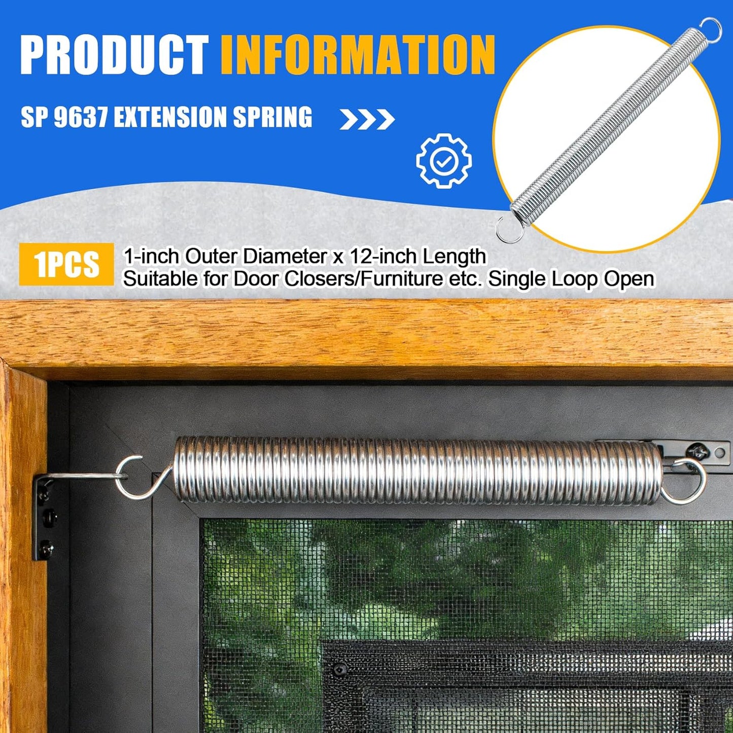 Muelle extensión 1x12pulg carga 35.4lb para cierrapuertas