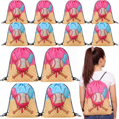 12 Bolsas Béisbol con Cordón para Fiestas Deportivas