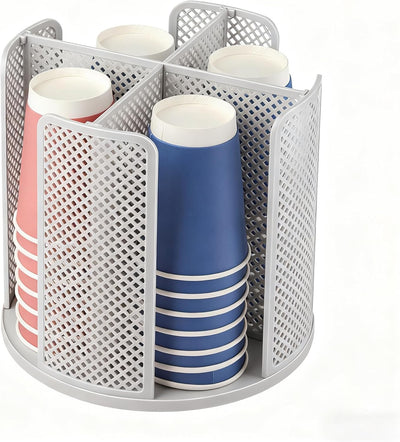 Dispensador giratorio de tazas de café con 4 compartimentos gris