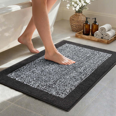 Tapete baño 30x20pulg antideslizante gris oscuro secado rápido