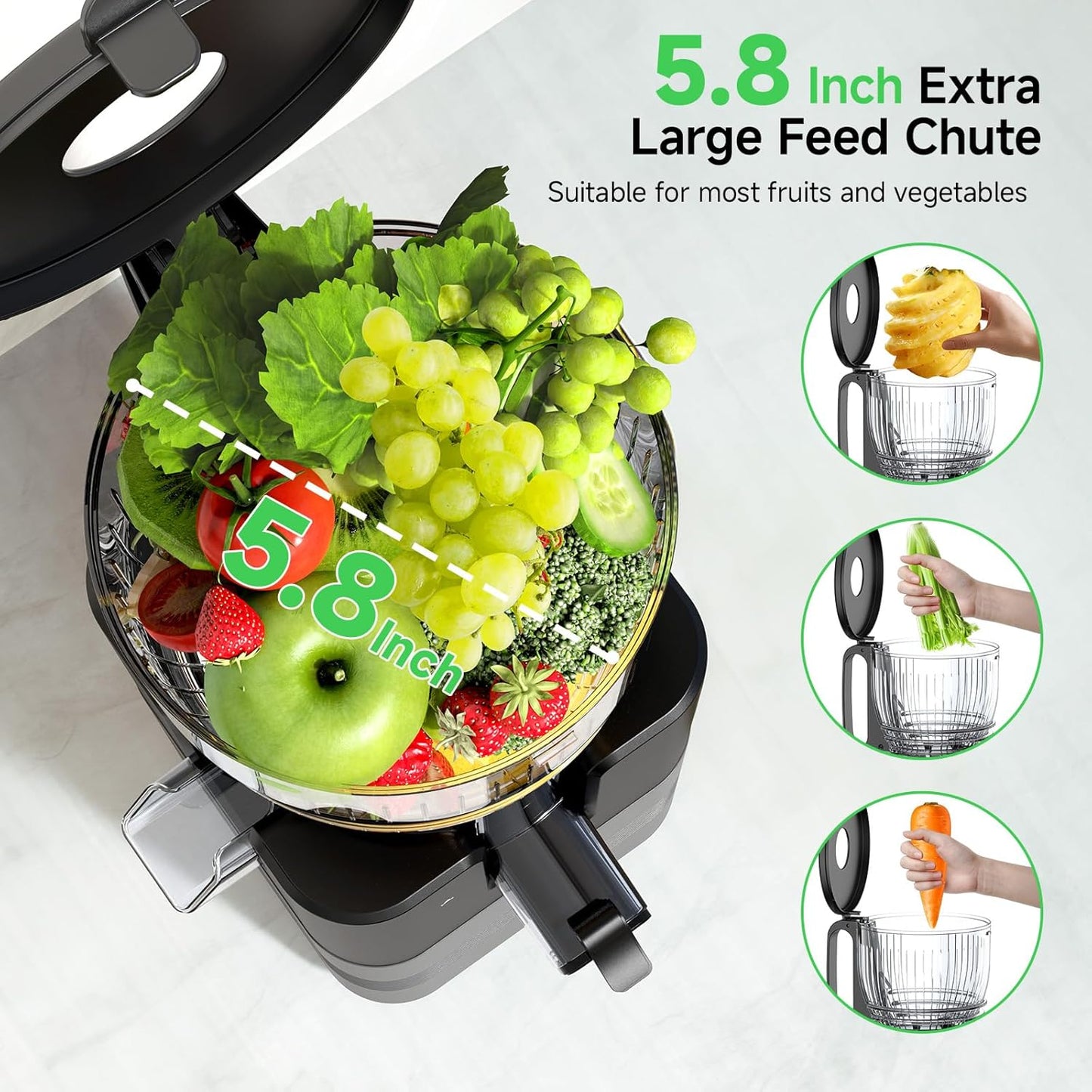 Exprimidor frutas verduras 400W 5.8pulg ancho