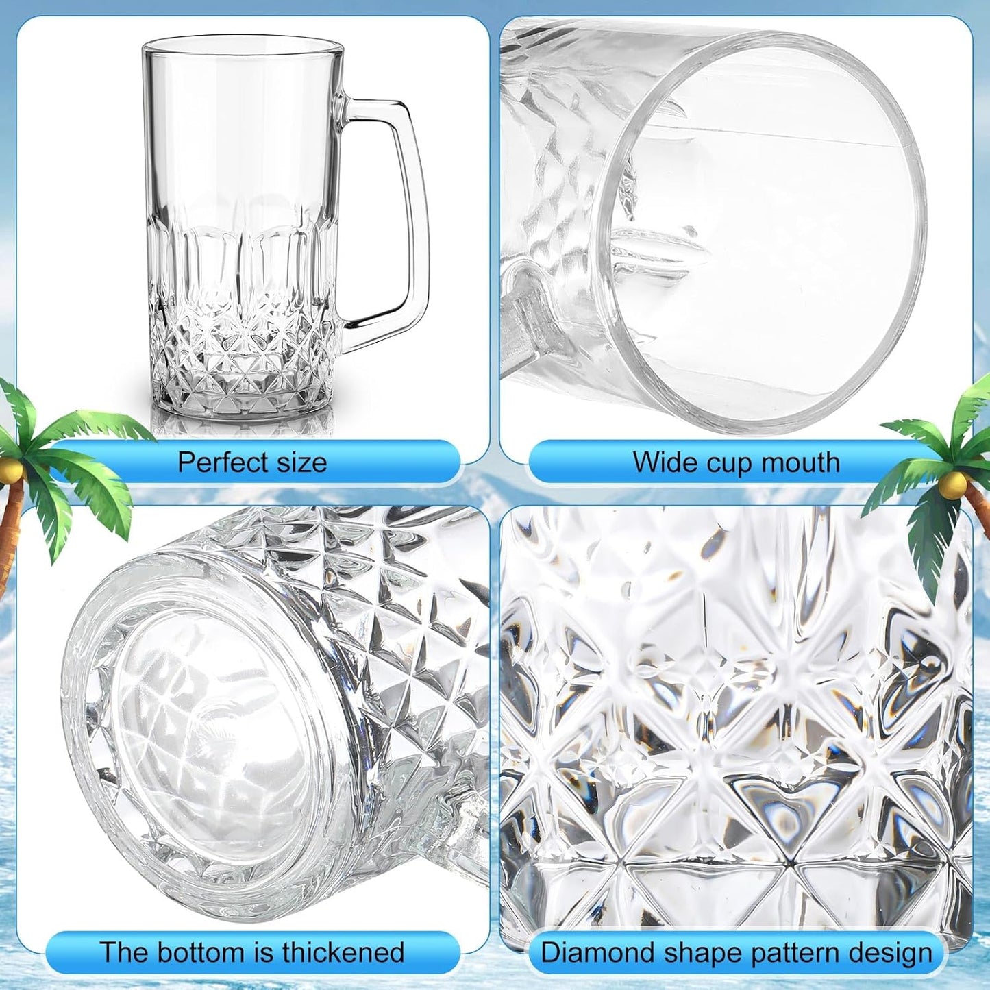 Tazas Vidrio Asas Regalo Oktoberfest 32oz Paquete 10
