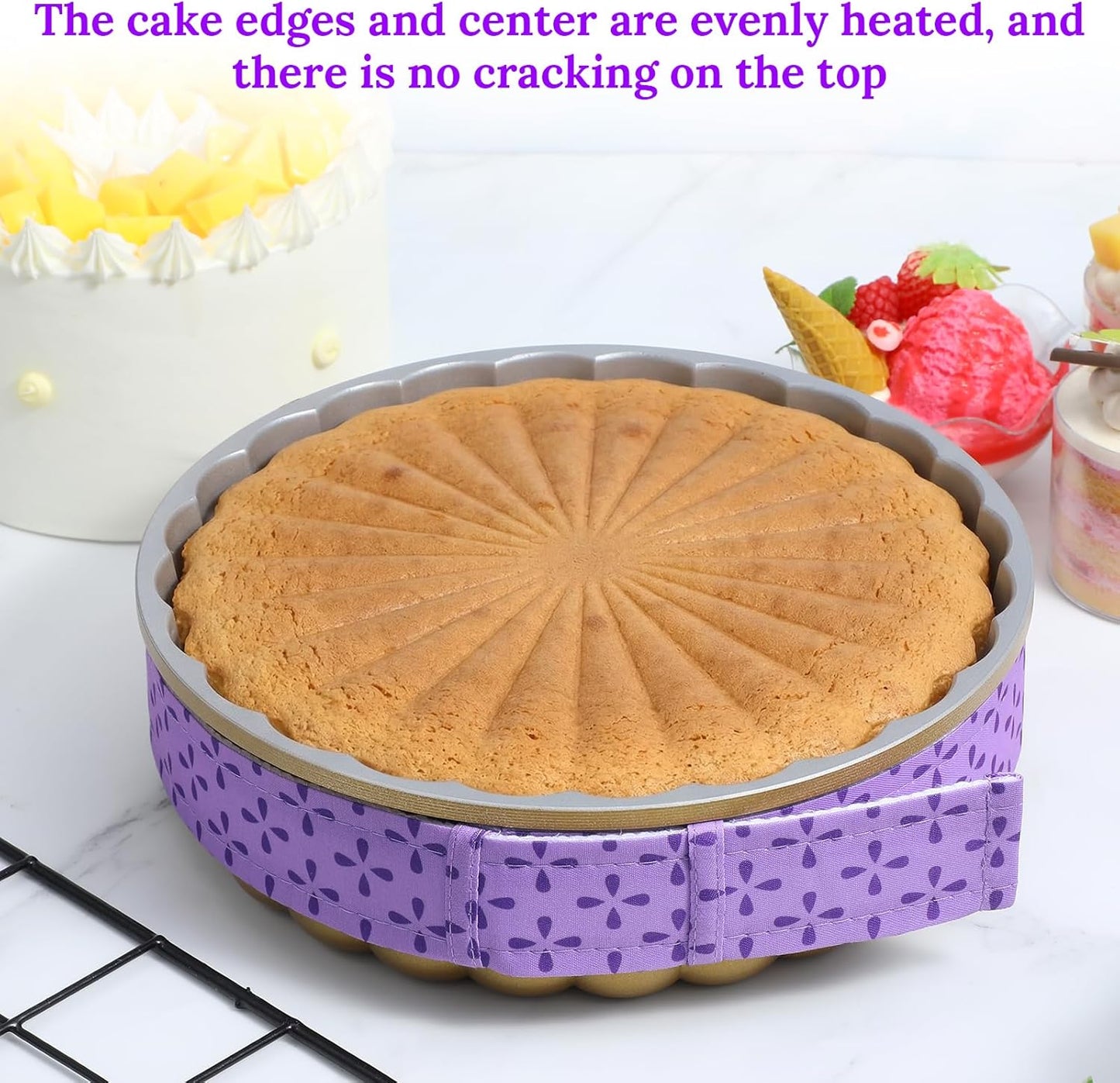 4 tiras para hornear pasteles reutilizables morado