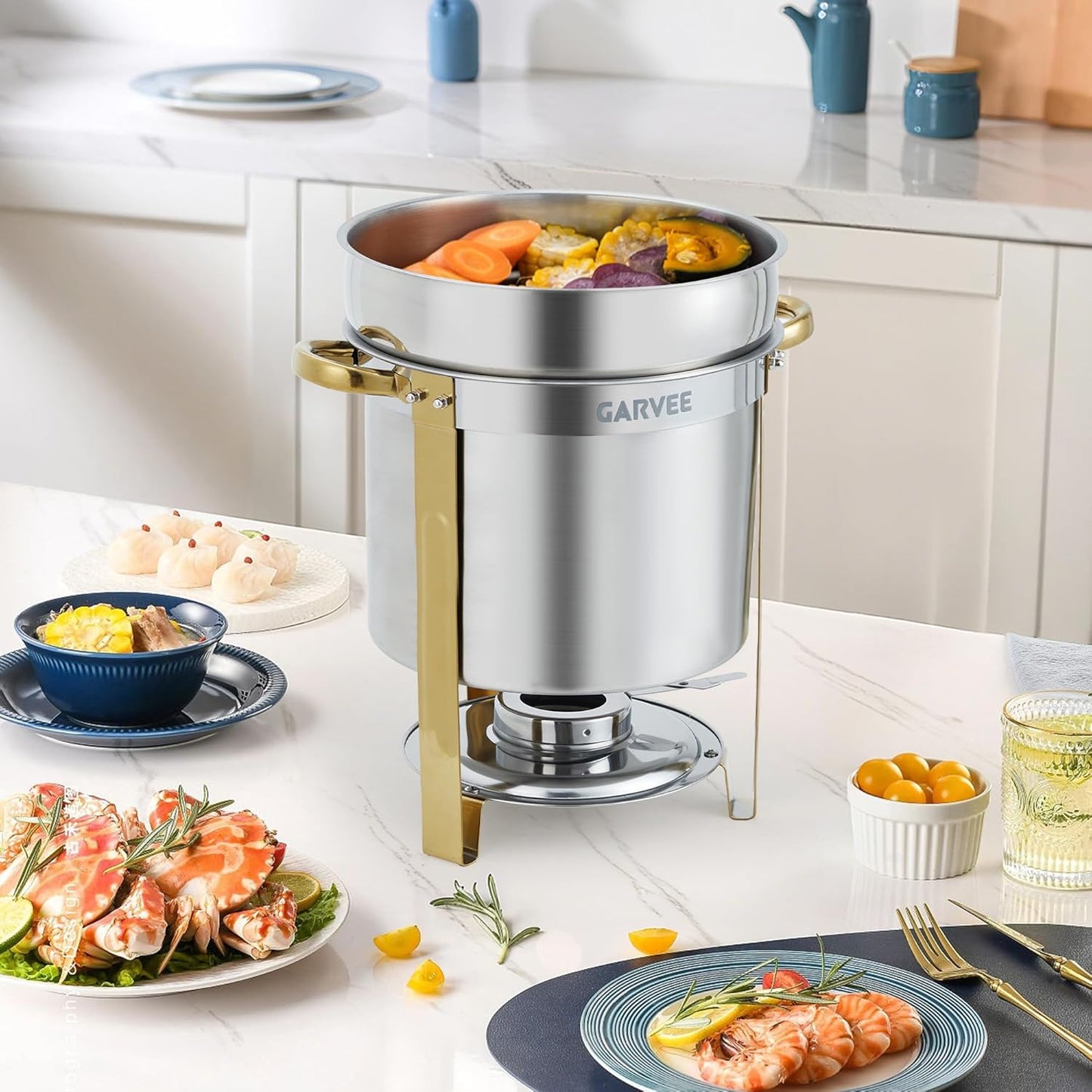 Set 2 Calentadores Sopa Redondos 11qt Acero Inox
