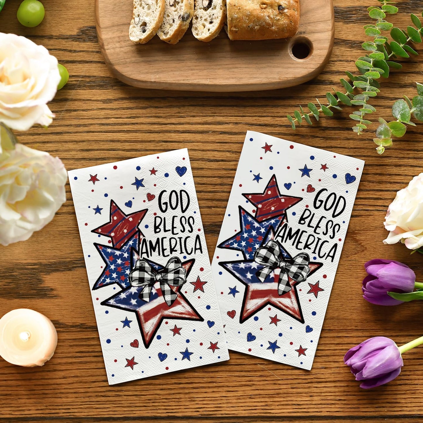 50 Pzas Servilletas Papel Estrellas Bandera Americana
