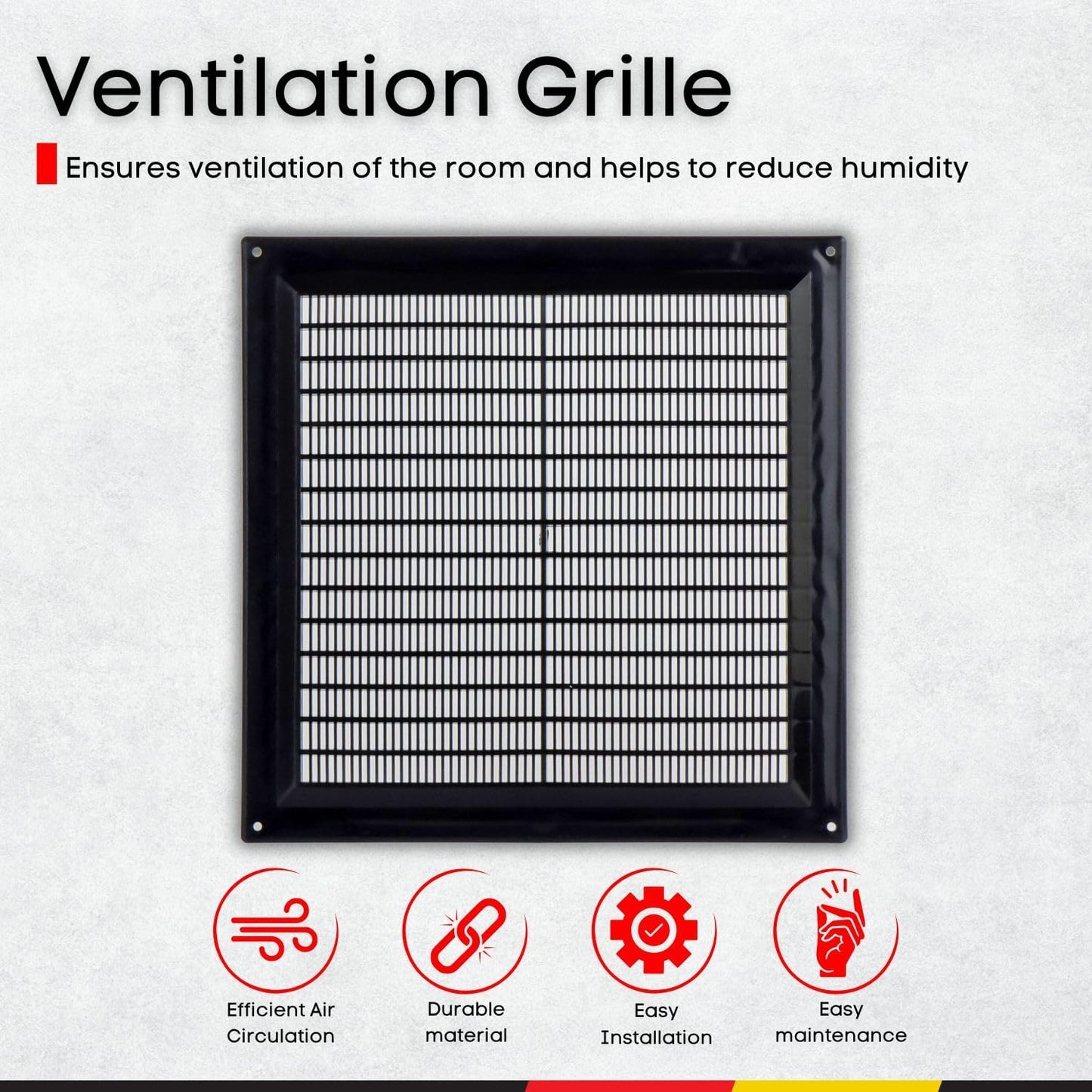 Cubierta ventilación plástico 8x8pulg rejilla aire negro
