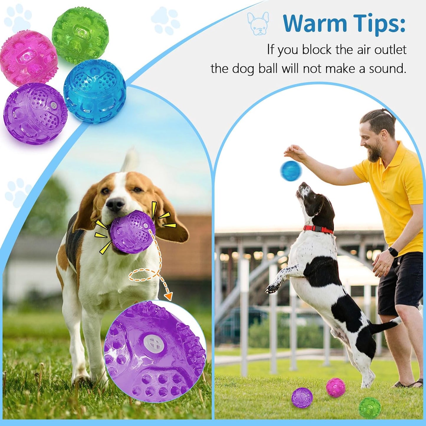 Pelotas chirriantes 3pulg para perros grandes resistentes flotantes
