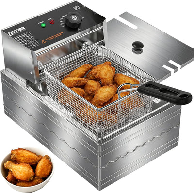 Freidora comercial de acero inoxidable 1600 W con canasta