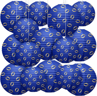 15 Linternas Colgantes Dibujos Animados Anillo Oro Azul Decoración