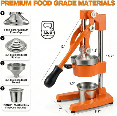 Exprimidor cítricos hierro fundido taza acero inox 304