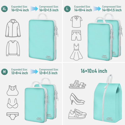 Set 4 Cubos Embalaje Organizadores Viaje Azul