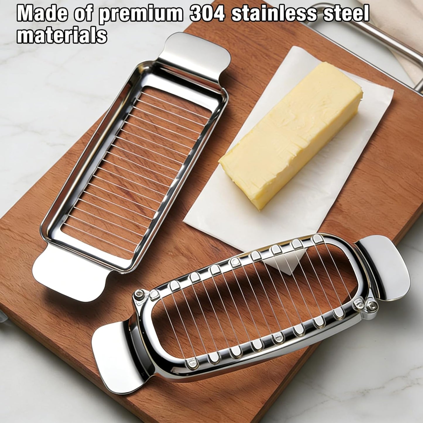 Rebanadoras de mantequilla y queso 3 piezas acero inoxidable con cuchillo
