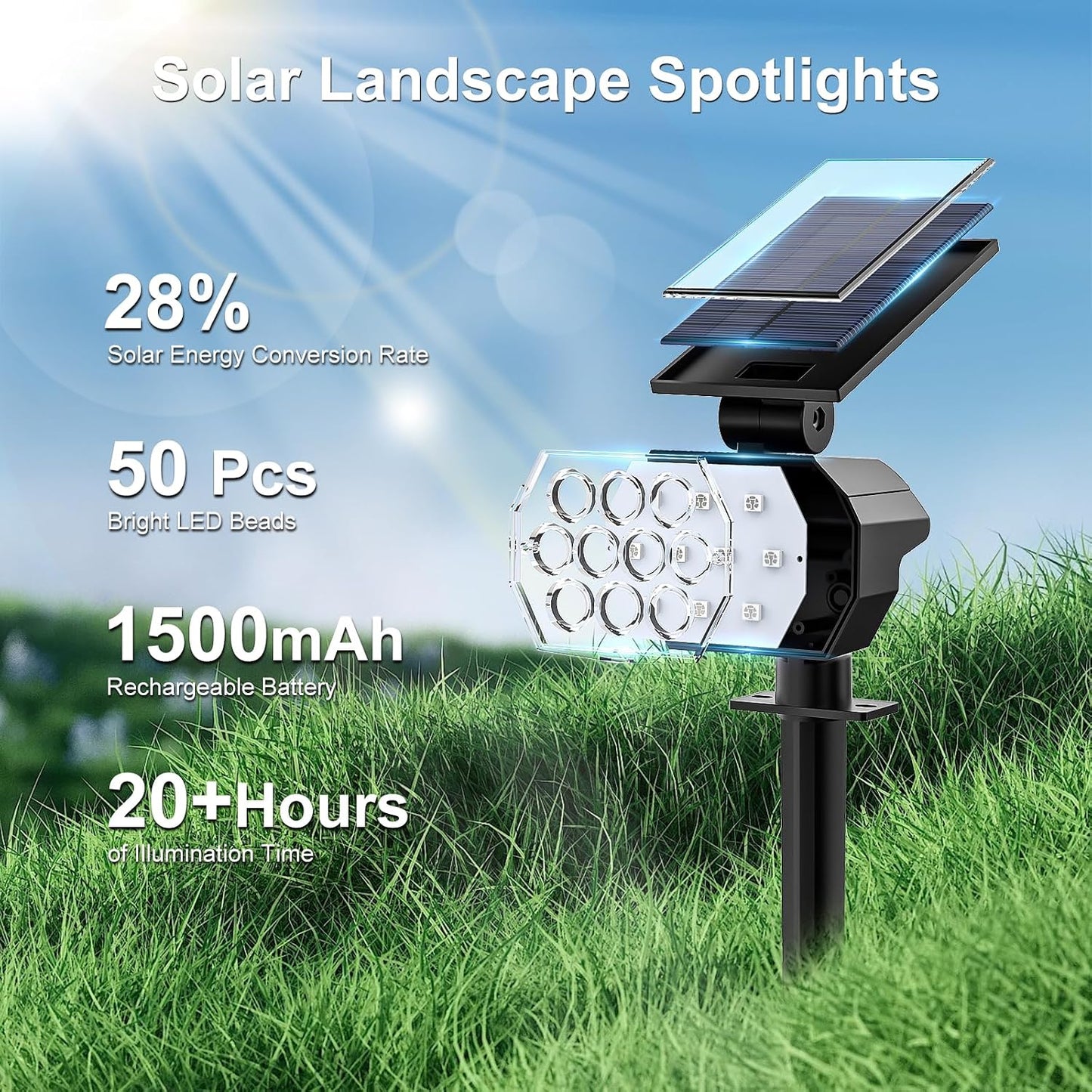 Luz solar exterior 8 Pzas modo 7 IP67 jardín