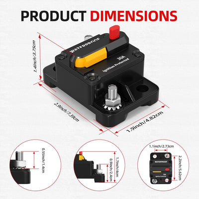 Disyuntor CC 12-48V 30A impermeable manual barco RV