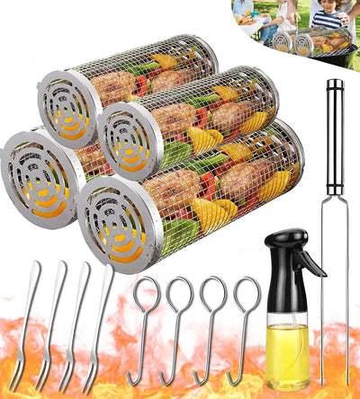Juego utensilios parrilla barbacoa camping fogata picnic