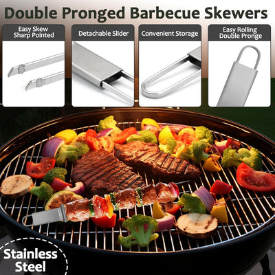 Brochetas de acero inoxidable reutilizables doble punta para barbacoa