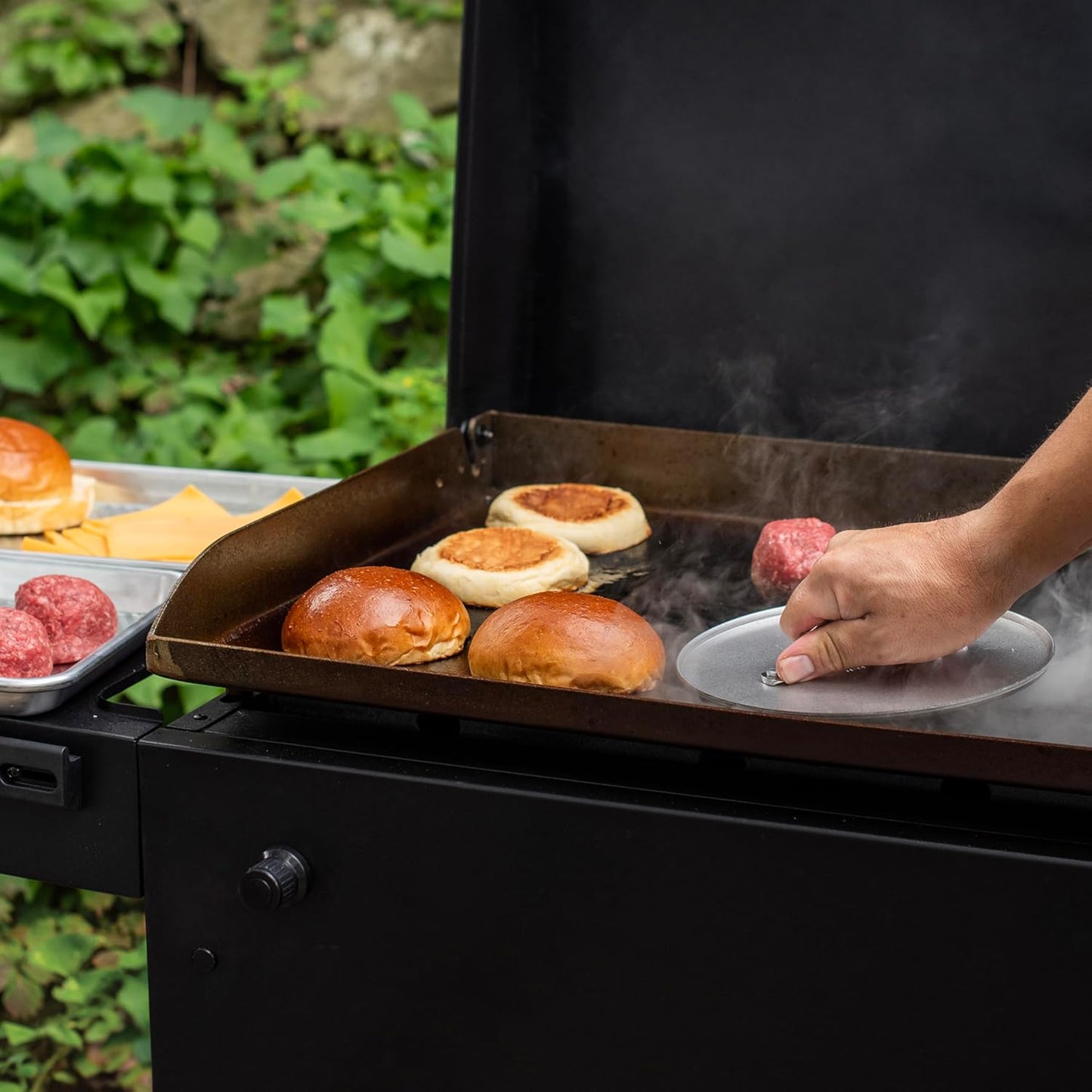 Prensa parrilla pesada para hamburguesas y tocino