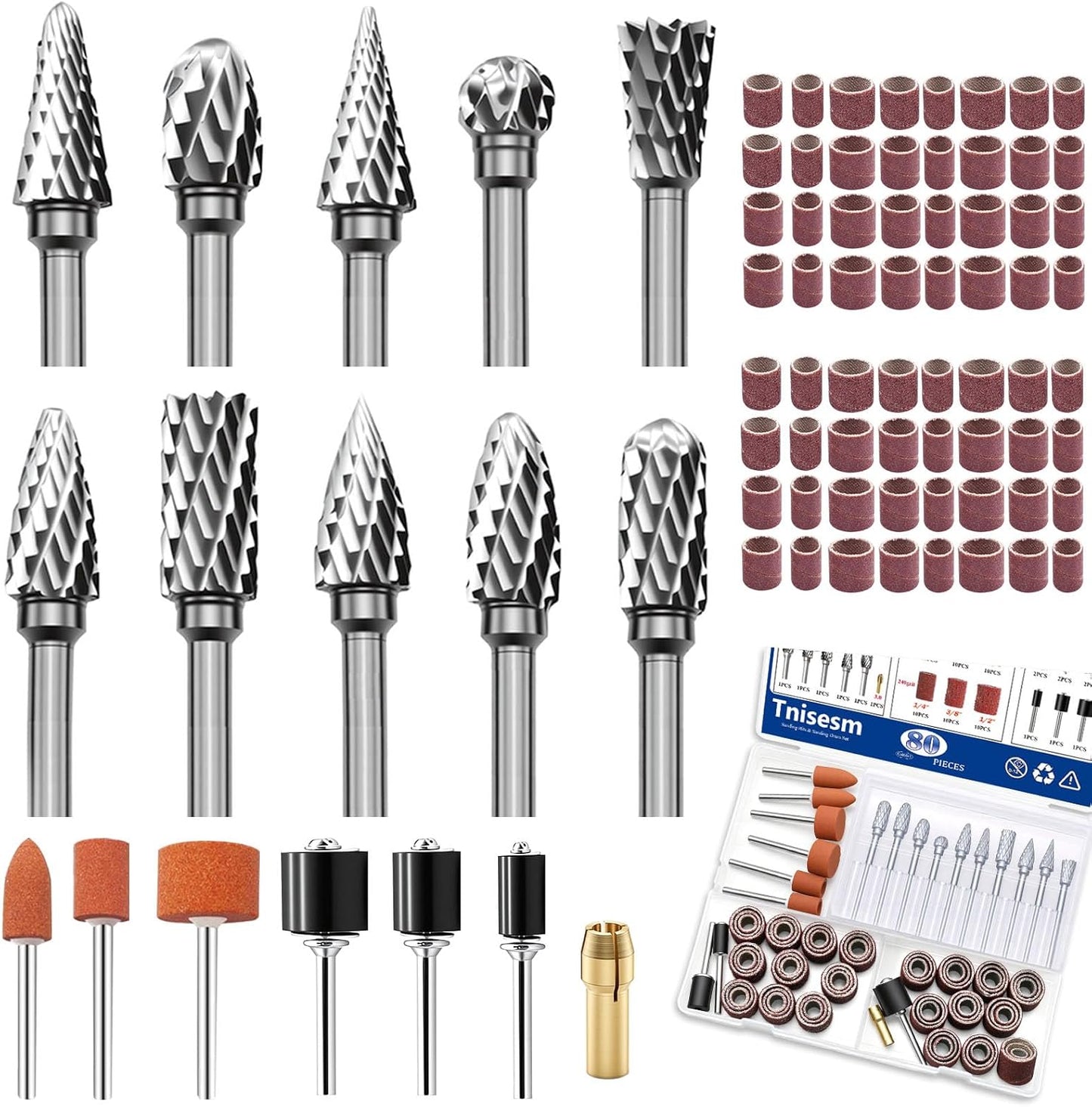 Set 80 Rebabas Rotativas Carburo Dremel con Brocas 1/8pulg