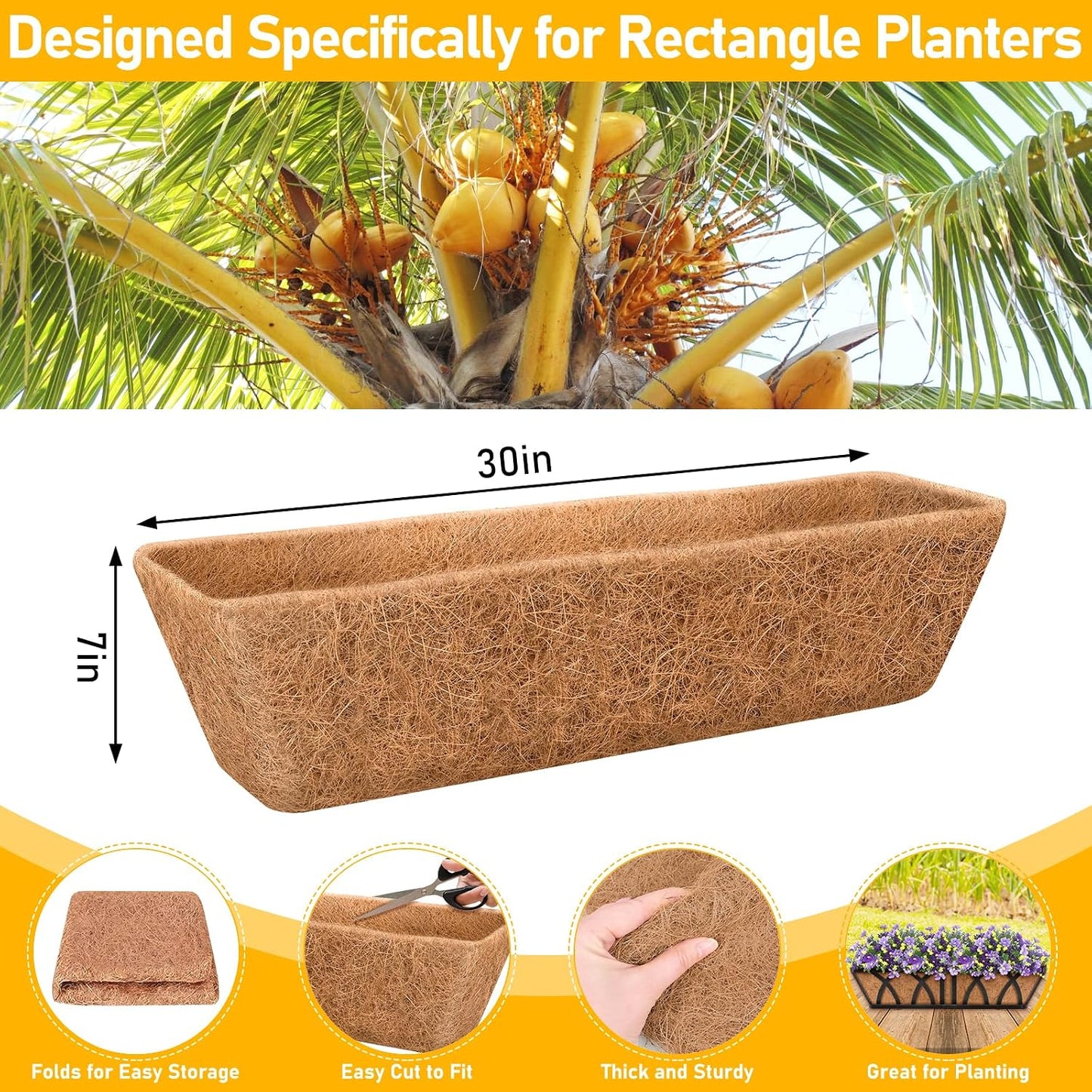2 Forros Rectangulares Coco 30pulg para Macetas Jardín