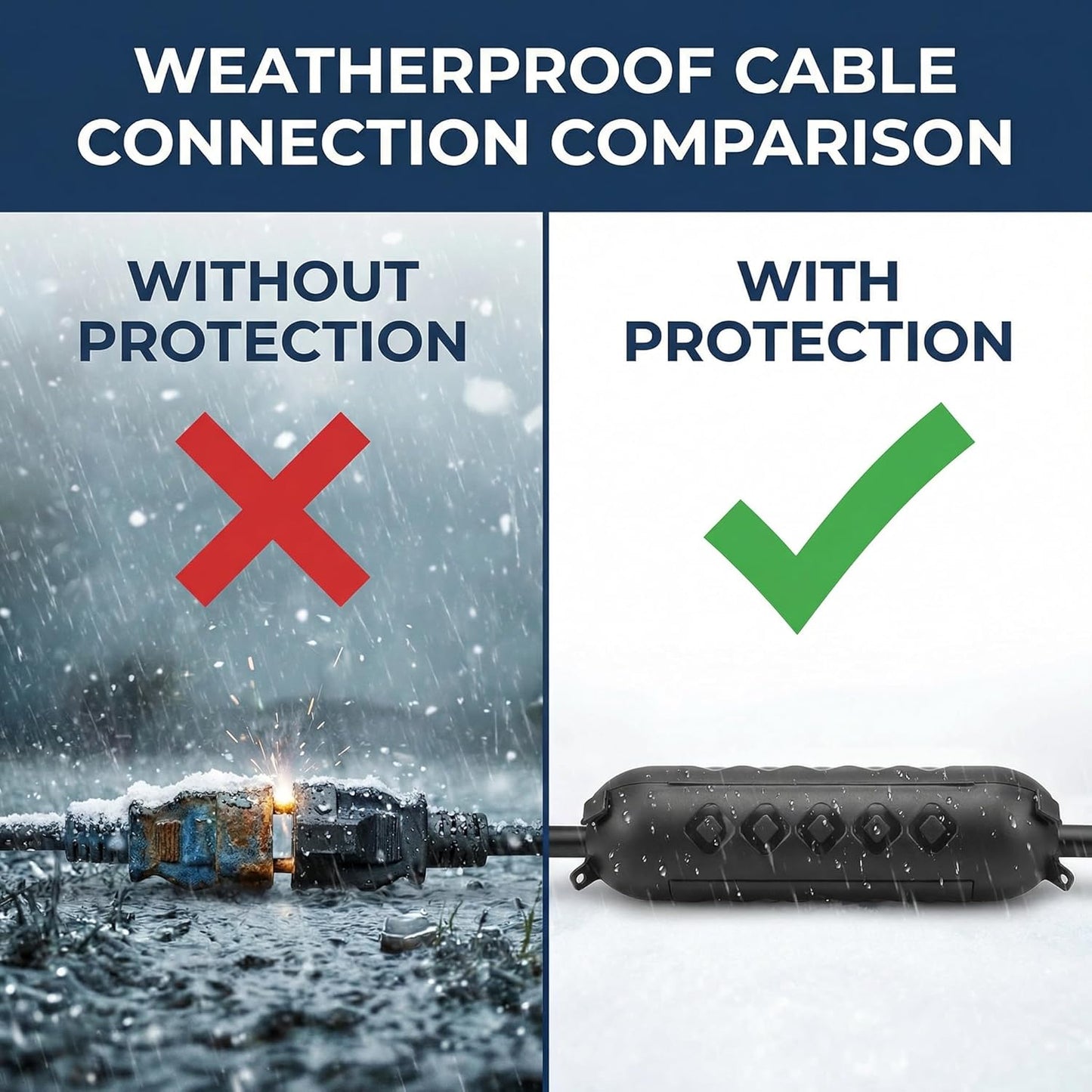 Pack 3 fundas cable extensión IP44 impermeable exterior