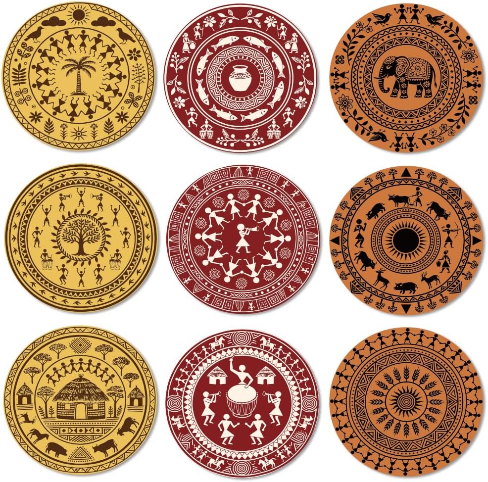 Set 9 Cojines Madera Estilo India para Mesa de Café Decorativo