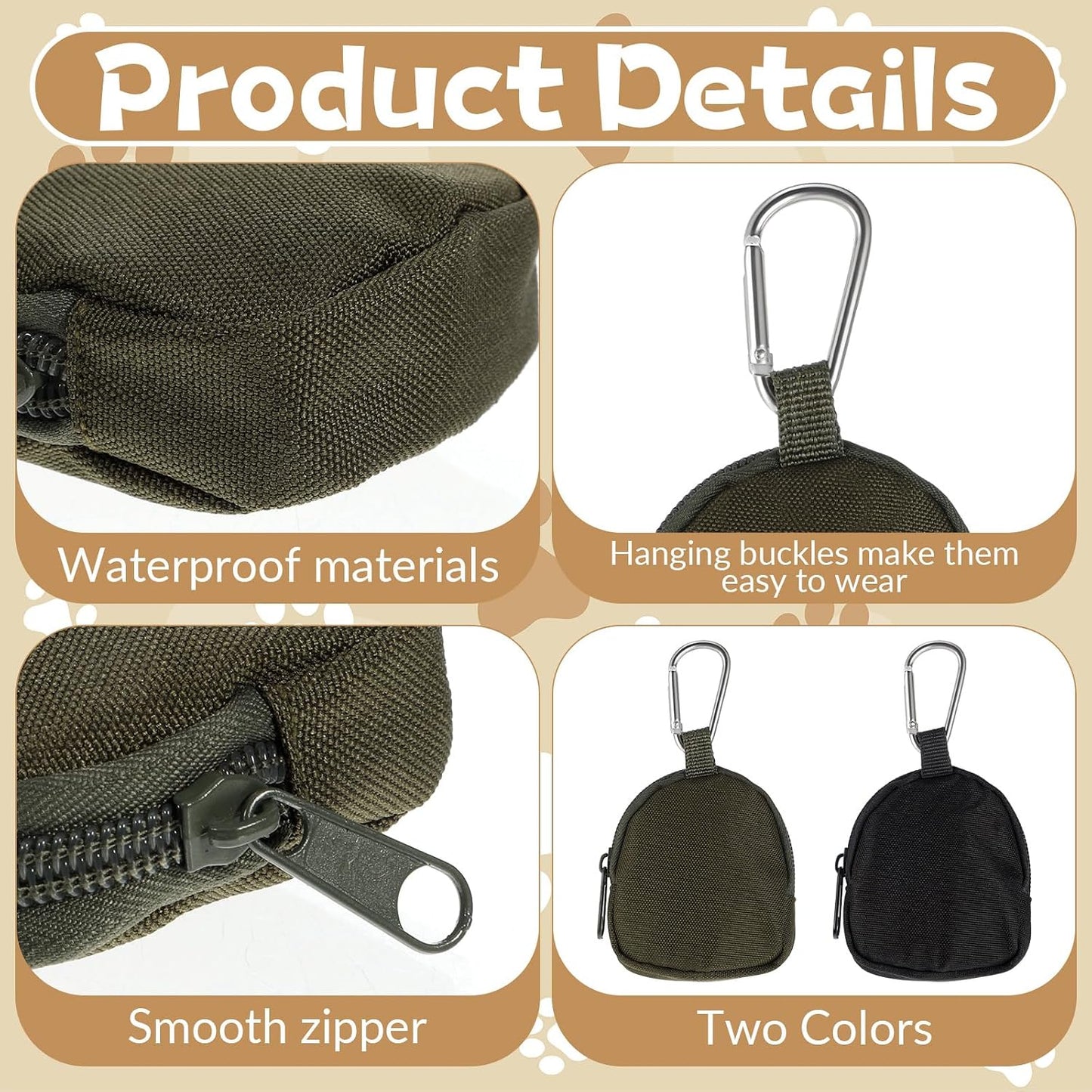 2 bolsas reutilizables para entrenamiento de perros con cremallera