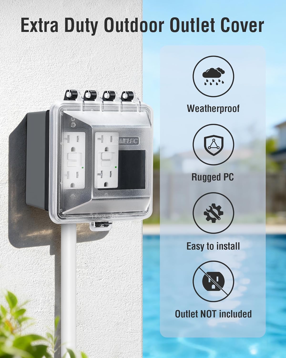 Cubierta enchufe exterior resistente intemperie comp GFCI