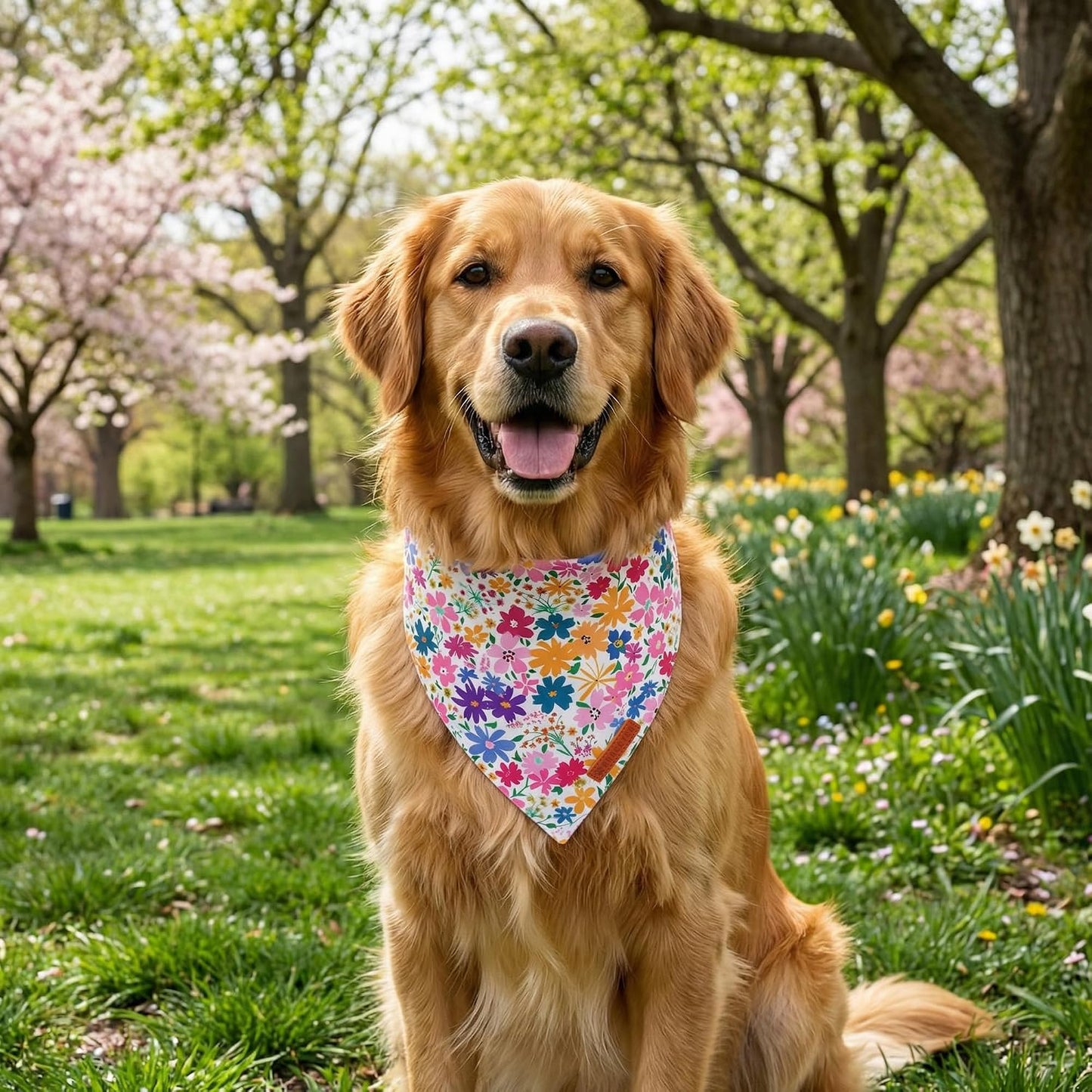 Bandana floral perro mediano y grande tela ra calidad
